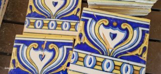 Lote de azulejos antiguos decorados