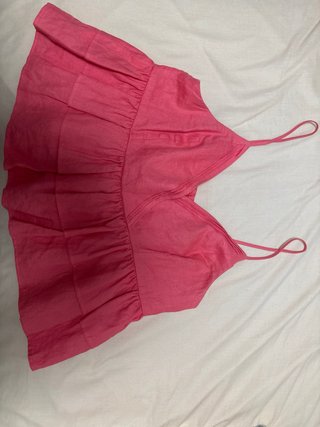 Top volantes coral Mango Talla S