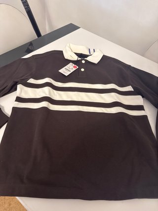 Jersey de punto caballero marrón y blanco Talla L