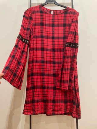 Vestido cuadros rojo y negro T.38