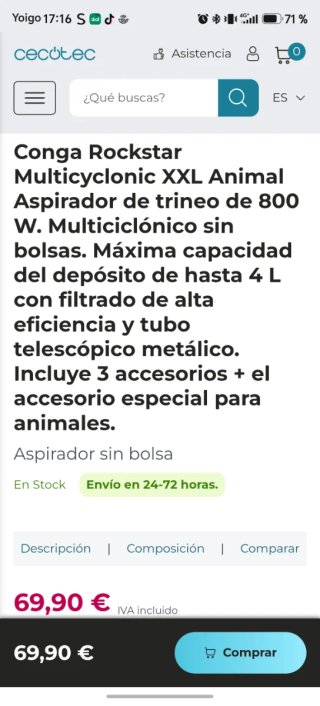 Aspiradora Cecotec Conga RockStar