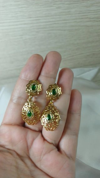 Pendientes Zarina Vintage Chapado Oro 18k Esmerald