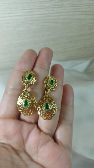 Pendientes Zarina Vintage Chapado Oro 18k Esmerald