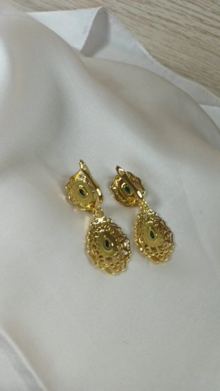 Pendientes Zarina Vintage Chapado Oro 18k Esmerald
