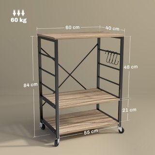 Scaffale da Cucina a 3 Livelli Stile Industriale c
