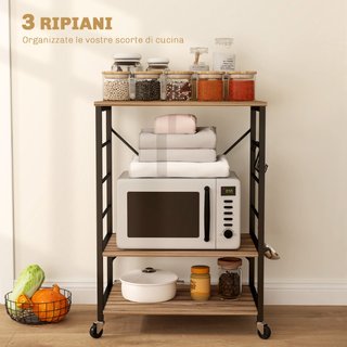 Scaffale da Cucina a 3 Livelli Stile Industriale c