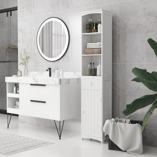 Mobiletto a Colonna Bagno Salvaspazio in MDF Bianc