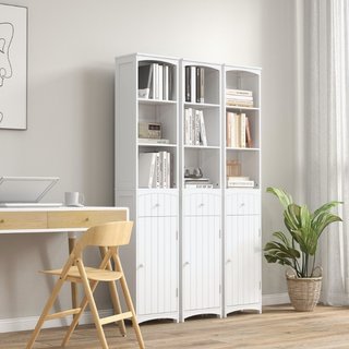 Mobiletto a Colonna Bagno Salvaspazio in MDF Bianc