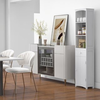 Mobiletto a Colonna Bagno Salvaspazio in MDF Bianc