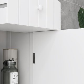 Mobiletto a Colonna Bagno Salvaspazio in MDF Bianc