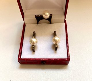 Conjunto CH Anillo y Pendientes Perla