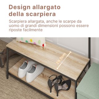 Appendiabiti con Panca e Scarpiera in Stile Indust