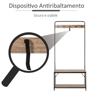 Appendiabiti con Panca e Scarpiera in Stile Indust