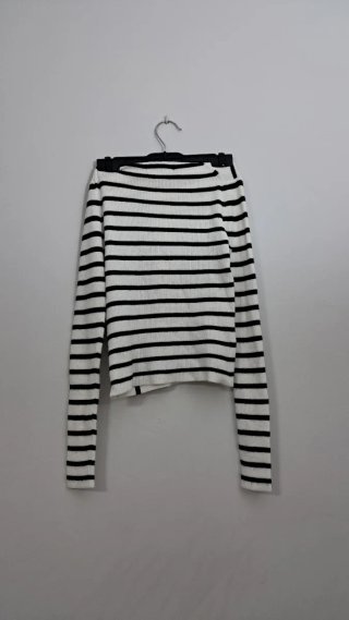Jersey Cropped Rayas Blanco y Negro Pull & Bear