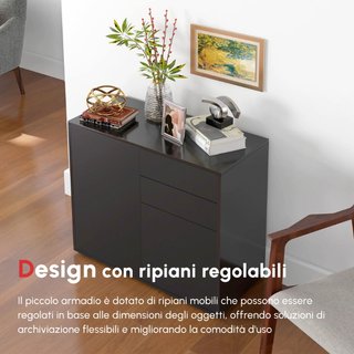 Mobiletto Multiuso per Casa e Ufficio con 2 Casset