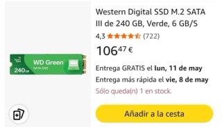 Western Digital SSD M.2 SATA III de 240 GB, Verde