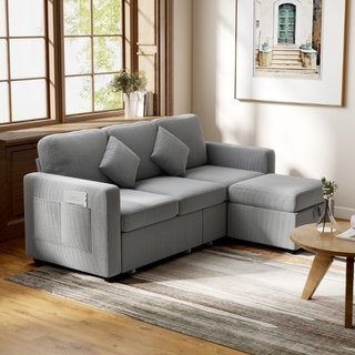 Divano 3 Posti Modulare con Pouf Contenitore in Ve
