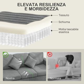 Divano 3 Posti Modulare con Pouf Contenitore in Ve