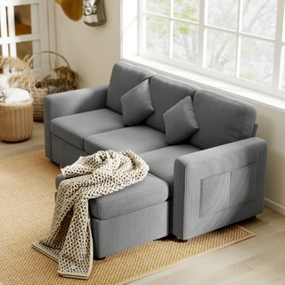 Divano 3 Posti Modulare con Pouf Contenitore in Ve
