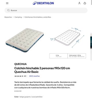 Tienda campaña 3 personas Quechua MH100 + colchón