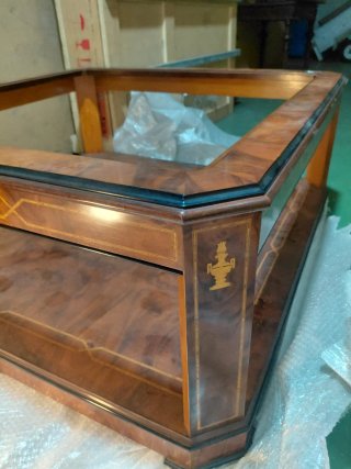 Mesa baja de salón madera y cristal