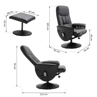 Poltrona Massaggiante con Pouf Poggiapiedi, Reclin