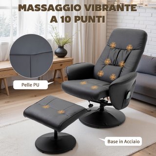 Poltrona Massaggiante con Pouf Poggiapiedi, Reclin