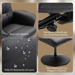 Poltrona Massaggiante con Pouf Poggiapiedi, Reclin
