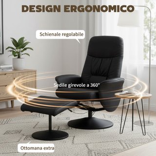 Poltrona Massaggiante con Pouf Poggiapiedi, Reclin