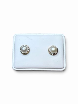 Pendientes Oro 18k Perlas y Circonitas