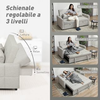 Divano 2 Posti Convertibile in Divano Letto Clic C