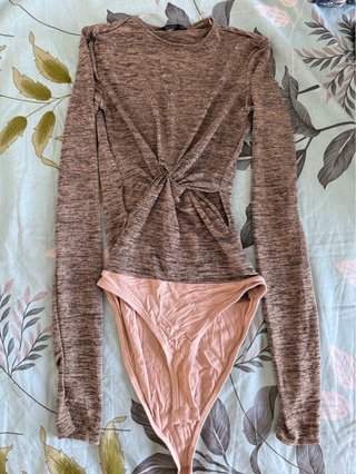 Body manga larga jaspeado