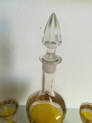 Set di liquori antico in cristallo e oro