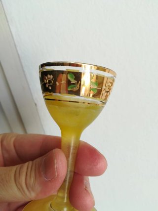 Set di liquori antico in cristallo e oro