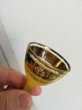 Set di liquori antico in cristallo e oro