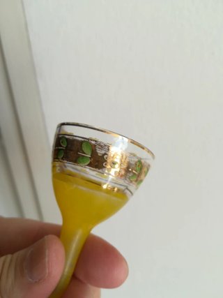 Set di liquori antico in cristallo e oro