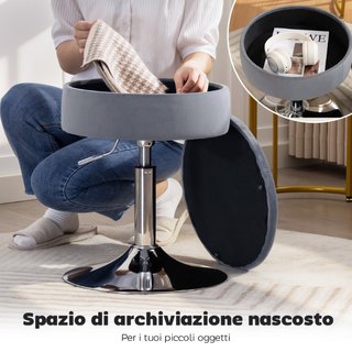 Sgabello da Bar con Altezza Regolabile e Vano Cont