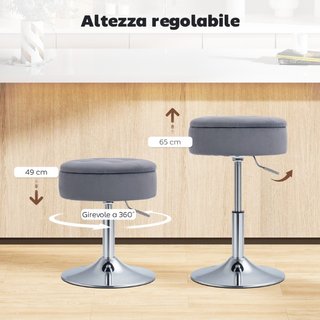 Sgabello da Bar con Altezza Regolabile e Vano Cont