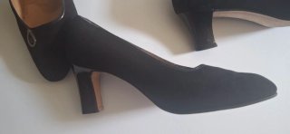2 Décolleté  camoscio nero e blue scuro n.37