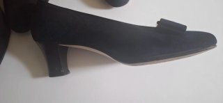 2 Décolleté  camoscio nero e blue scuro n.37