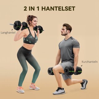 2-in-1 Hantel-Set, Lang- & Kurzhantel, 30 kg, ruts