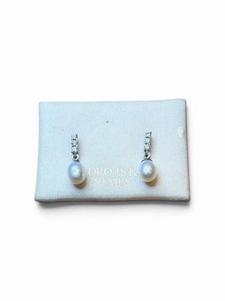 Pendientes Oro 18k Perlas y Circonitas