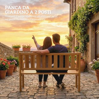 Panchina da Giardino da 2 Posti Legno di Abete a D