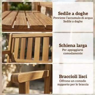 Panchina da Giardino da 2 Posti Legno di Abete a D