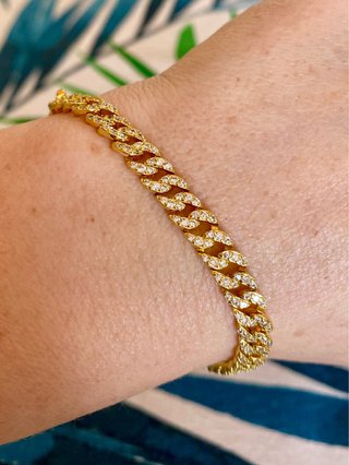Pulsera dorada con pedrería 17 cm