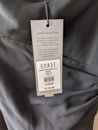 Coast Abito Nero Elegante Cerimonia Nuovo EU 38