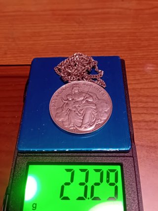 Moneda Plata y Cadena medalla con la Virgen