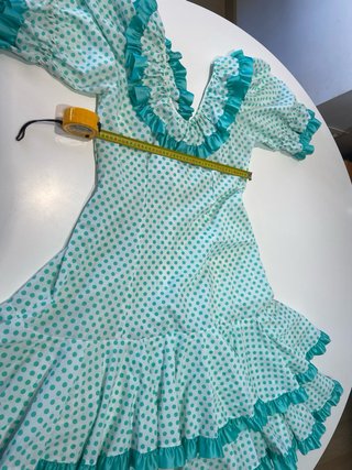58 Vestido Flamenca Lunares Turquesa Talla Única