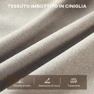 Divano 3 Posti Moderno Rivestito in Ciniglia Beige