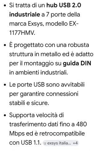 Hub USB 2.0 Industriale EXSYS 7 Porte